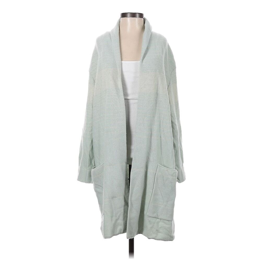 St. John Women's Pale Blue Cardigan Sweater, Sz S, Open Front, Sequin Accents